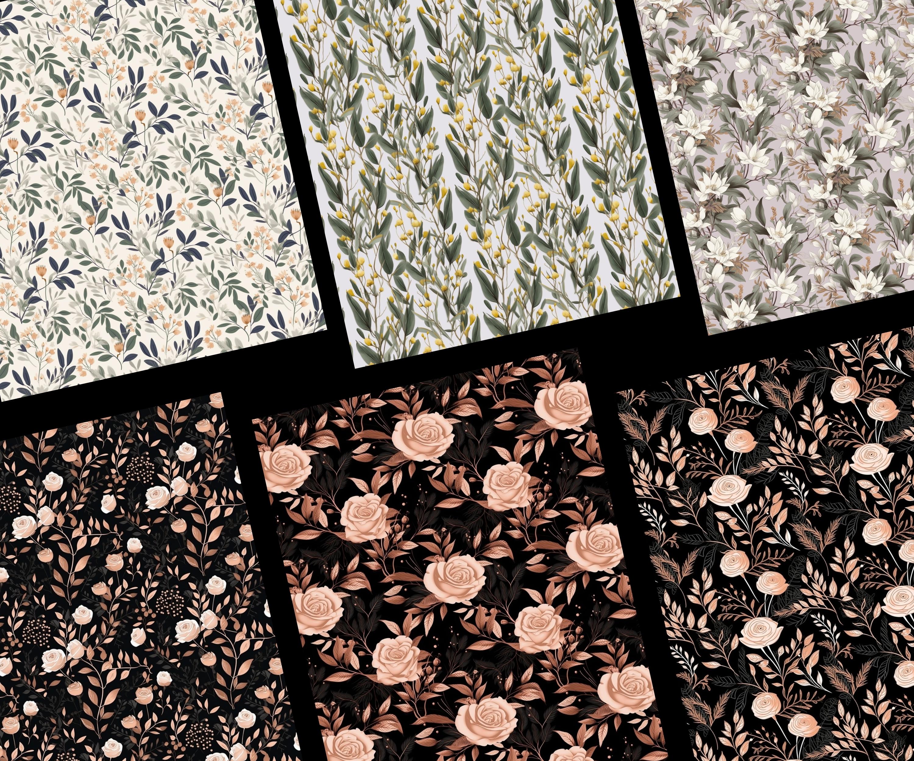 Botanical Patterns, 40 Seamless Digital Papers, Floral Patterns, Print ...