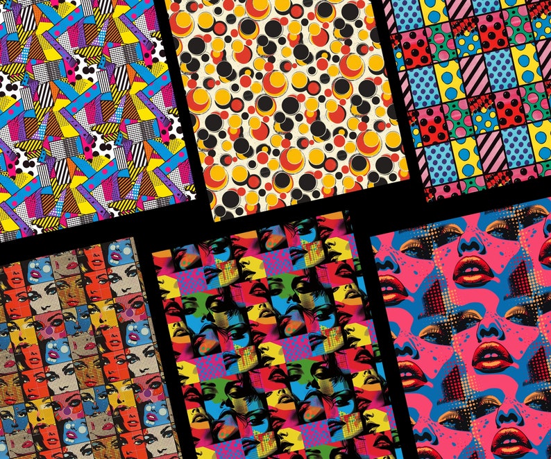 Pop Art Seamless Patterns, 25 Retro Pop Art Digital Papers, Instant ...