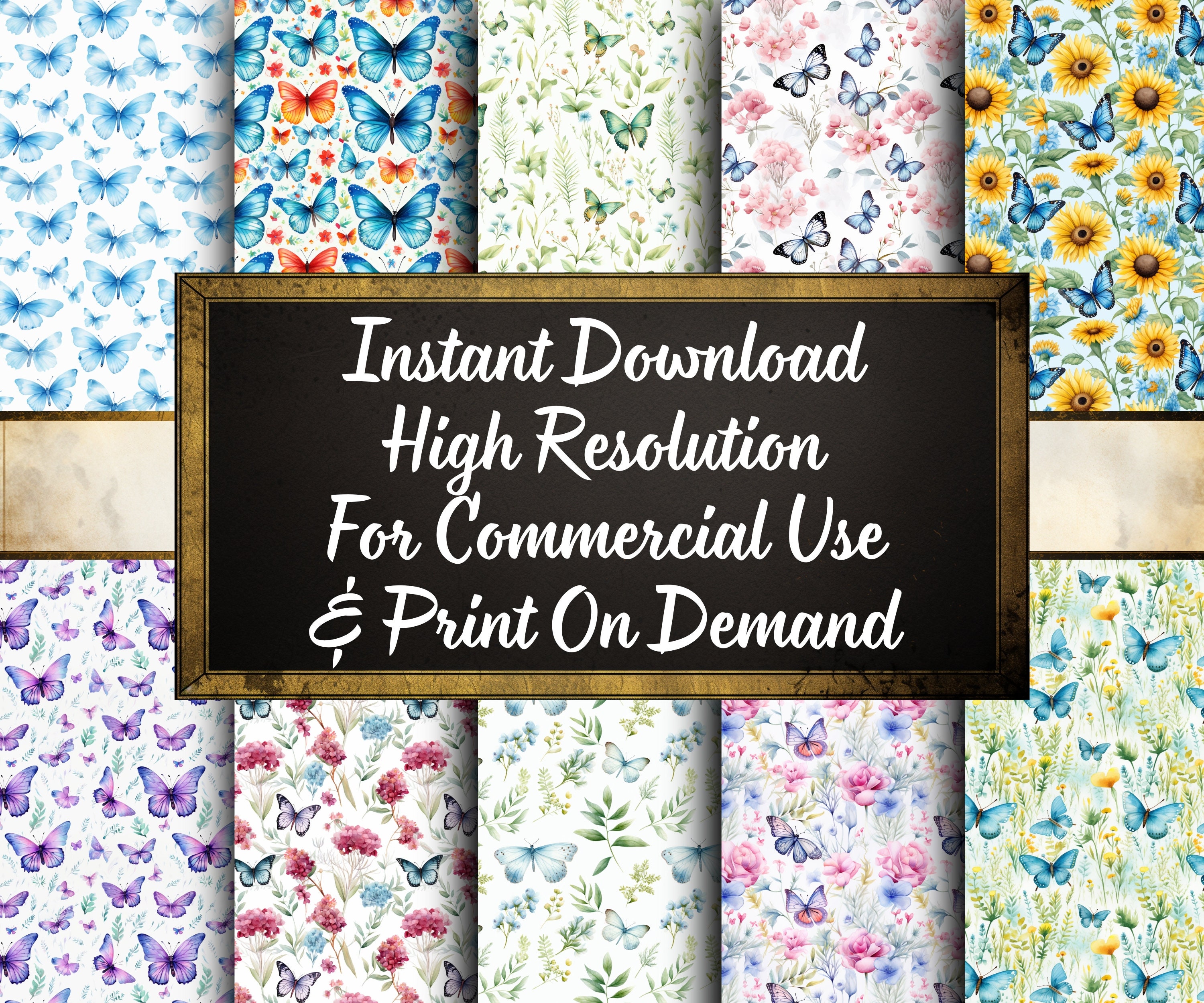 Watercolour Butterfly Patterns, 20 Butterfly Seamless Digital Papers ...