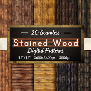 Patrones de madera, 20 papeles digitales sin costuras de grano de madera teñida, descarga instantánea, uso personal y comercial, impresión bajo demanda amigable