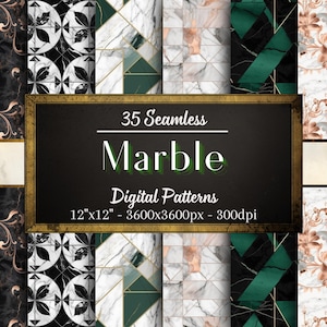 Peut inclure: Un téléchargement numérique de 35 motifs de marbre sans couture dans différentes couleurs et designs. Les motifs mesurent 30,48 cm sur 30,48 cm et 300 dpi.