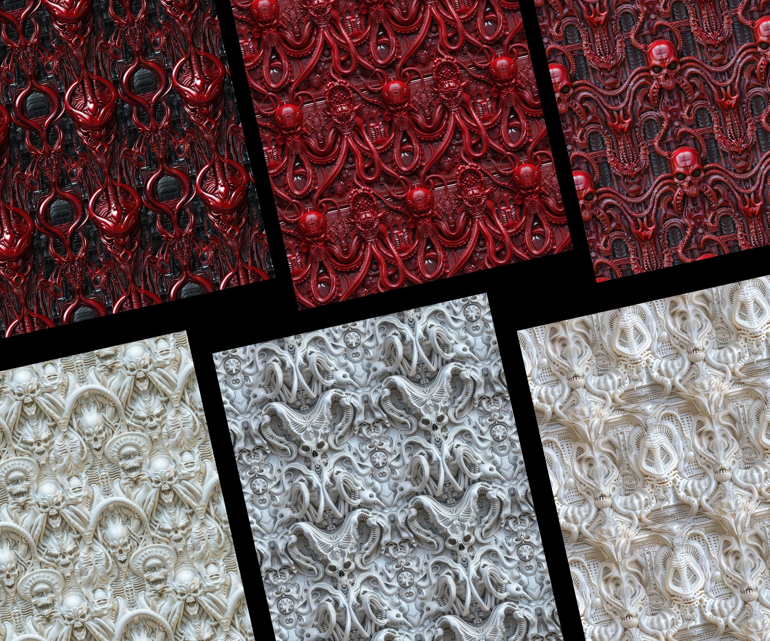 Giger Inspired Patterns, 25 Gothic Fantasy Seamless Digital Papers ...