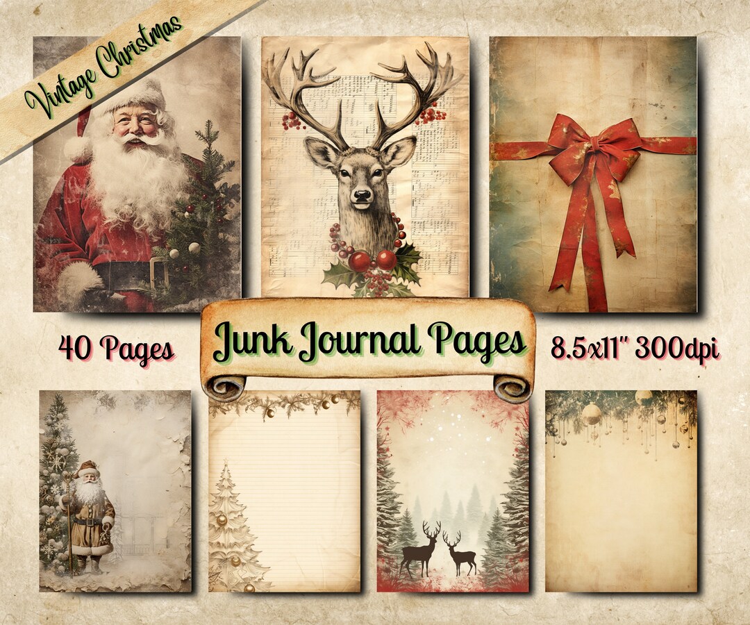 Vintage Christmas Junk Journal Pages, Vintage Scrapbooking Ephemera ...