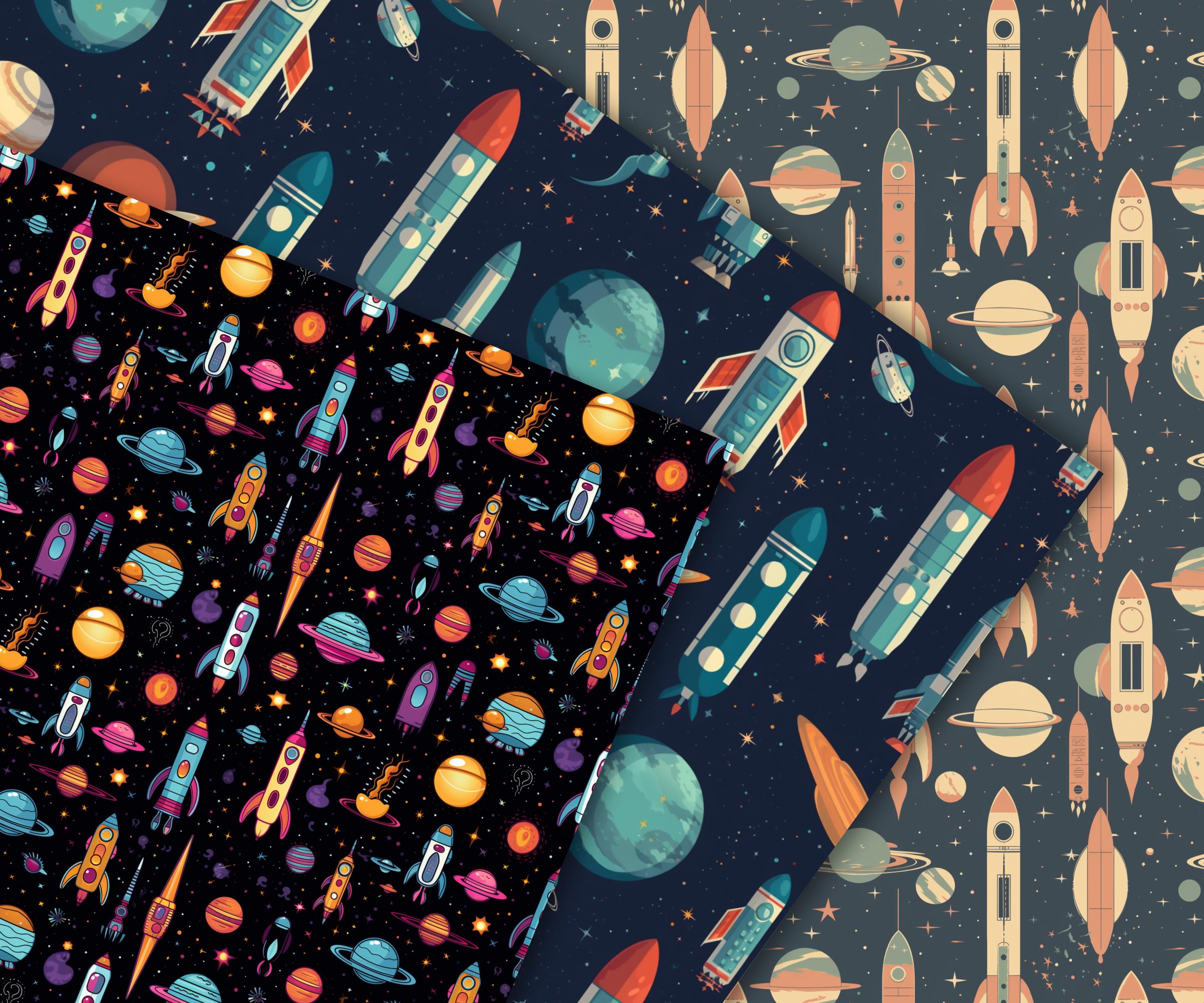 Space Patternes Space Seamless Patterns, 20 Space Themed Digital Papers, Spaceman ...