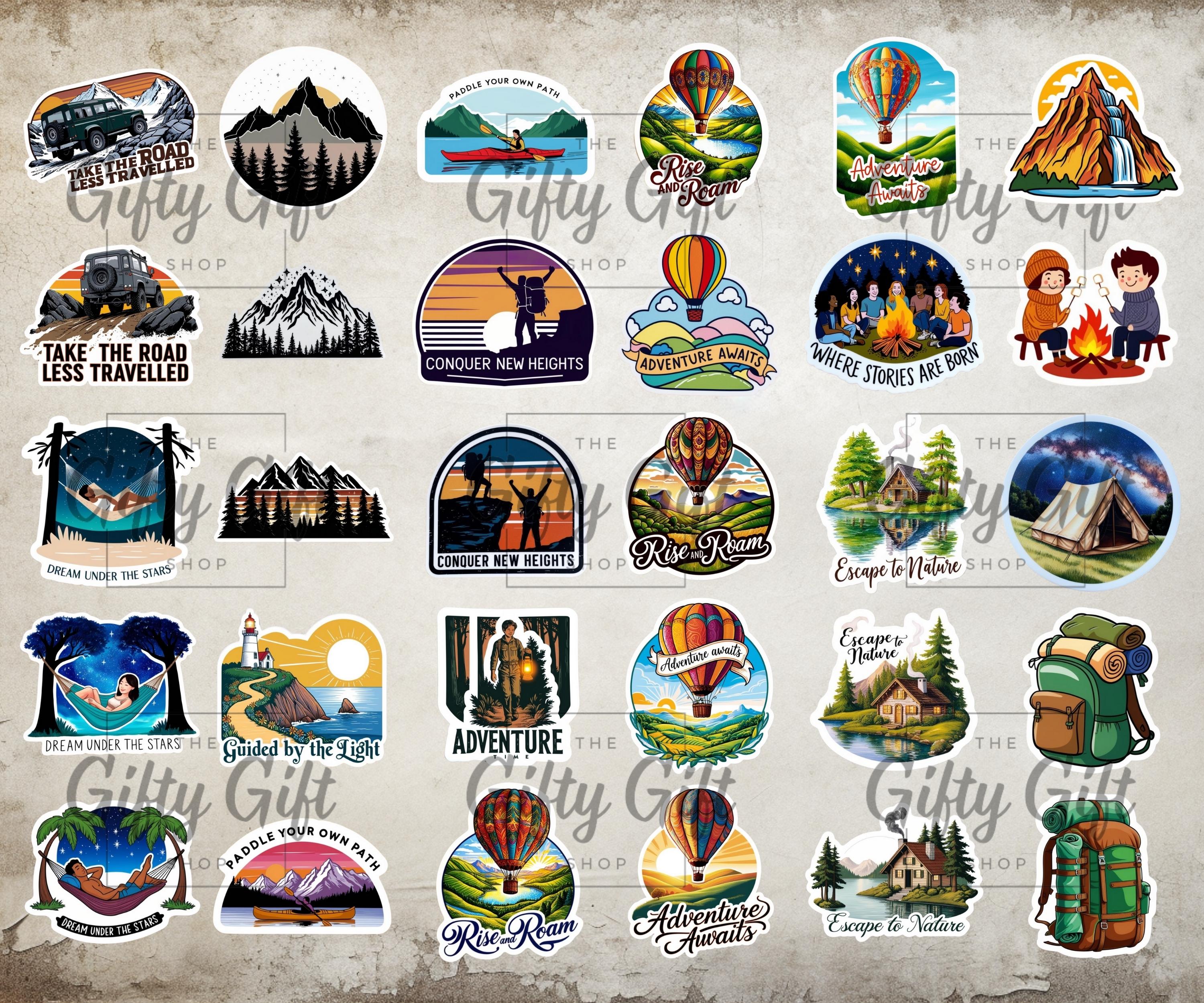 Travel and Adventures Sticker Pack, 85 Camping and Travel Stickers ...