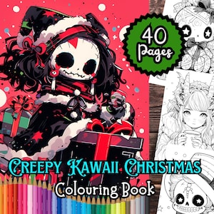 Creepy Kawaii Christmas Colouring Book, 40 Festive Colouring Pages, Adults & Teens, Instant Download, Digital Download Colouring Book