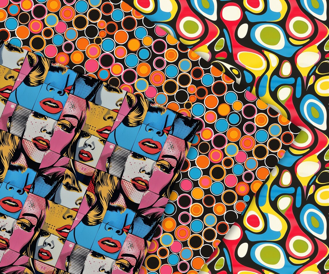 Pop Art Seamless Patterns, 25 Retro Pop Art Digital Papers, Instant ...