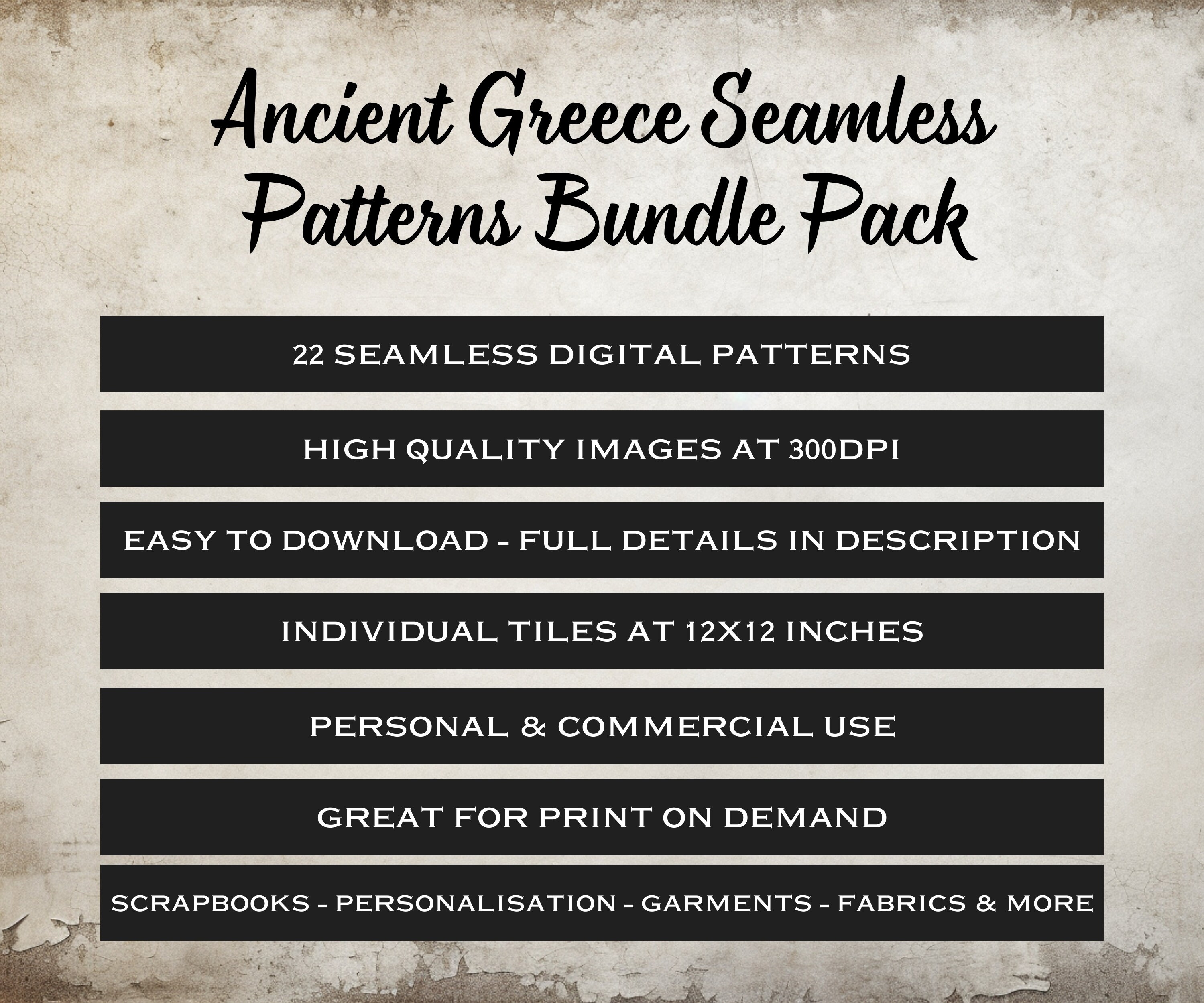 Ancient Greece Seamless Patterns, 22 Greek Digital Papers, Spartan ...