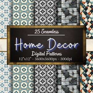 Può includere: Un set di 25 motivi digitali senza cuciture per la decorazione della casa. I motivi misurano 30,48 cm per 30,48 cm e sono di 3600 pixel per 3600 pixel a 300 dpi. I motivi presentano una varietà di disegni geometrici, tra cui motivi floreali, geometrici e astratti.