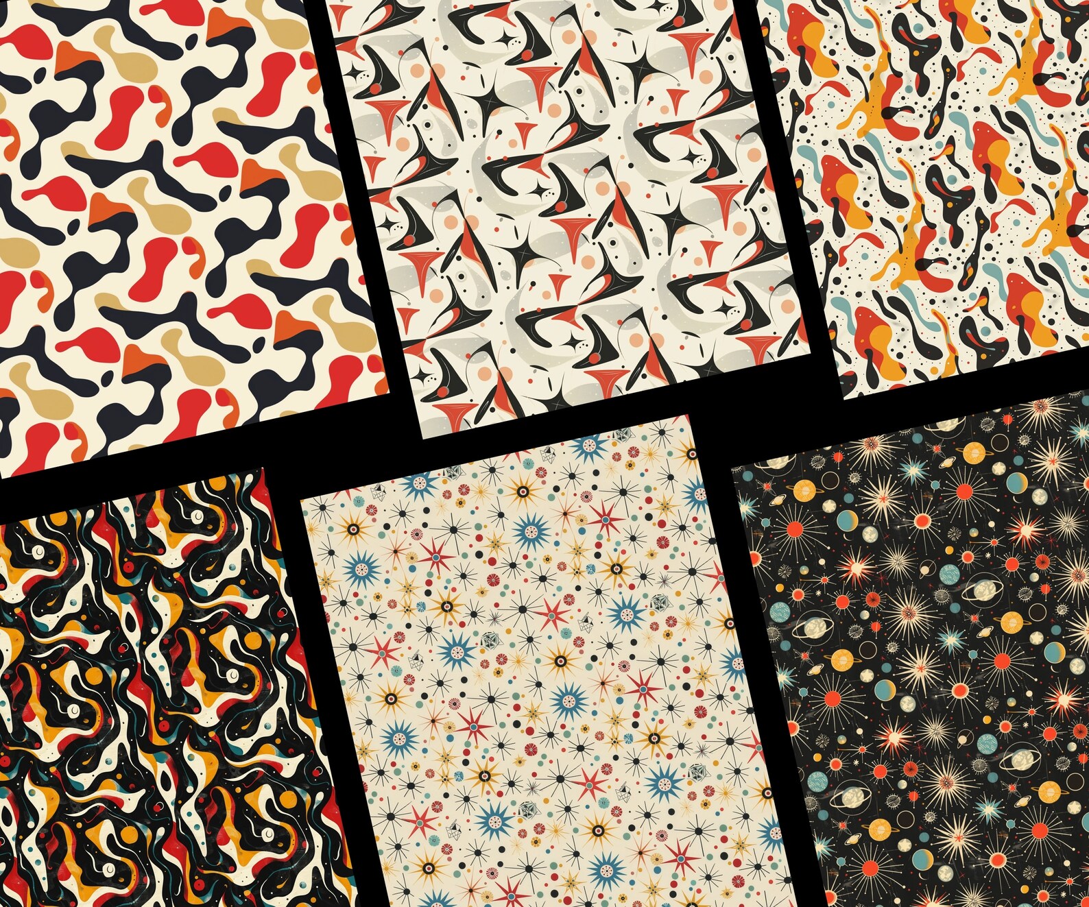 1950's Digital Patterns, 22 Seamless Digital Papers of Classic 1950's ...
