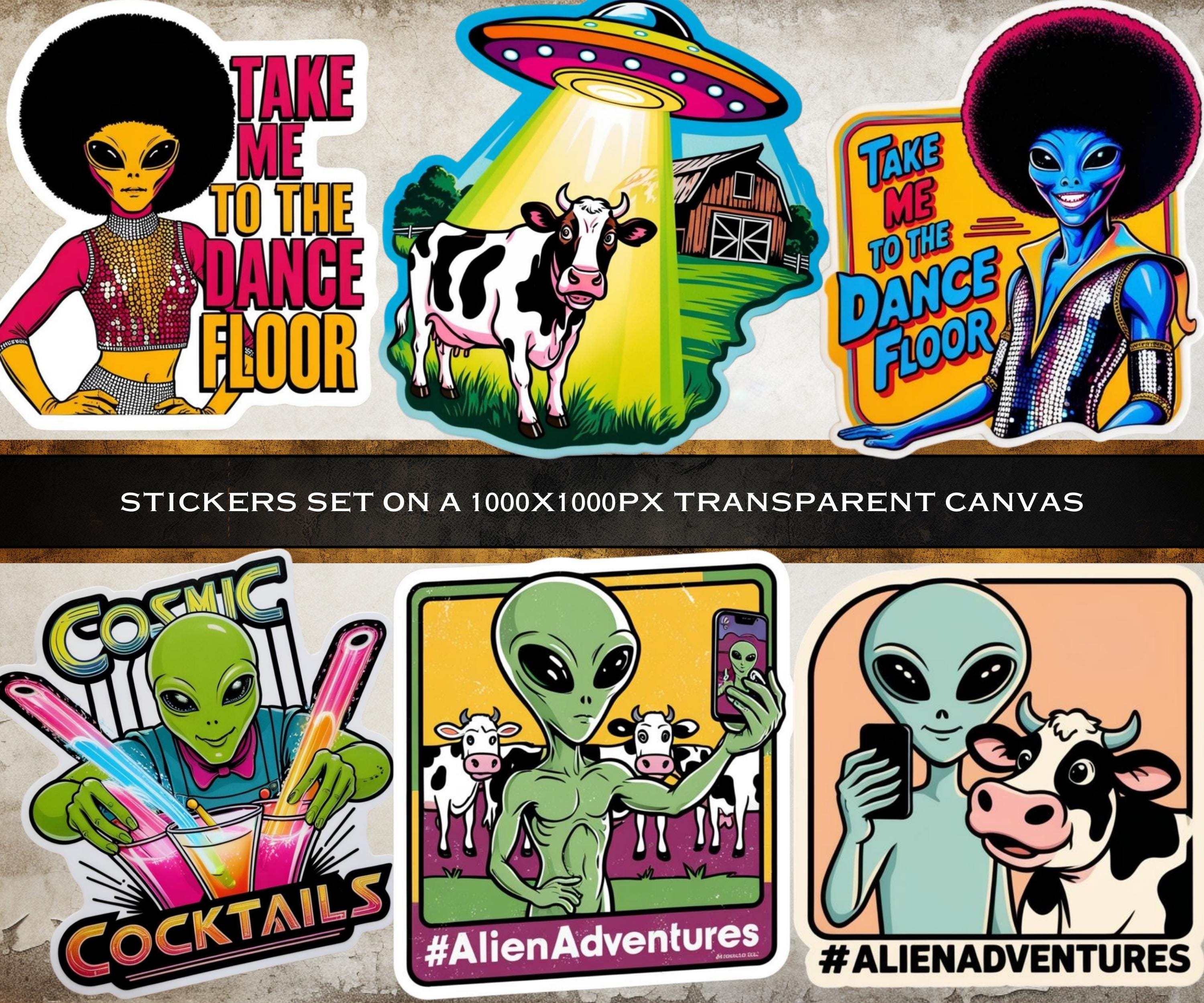 Alien Invaders Sticker Pack, 45 Science Fiction Digital Stickers, Alien ...