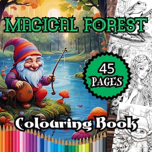 Magical Forest Colouring Book, 45 Printable Colouring Pages for Adults & Teens, Instant Download, Digital Download Fantasy Colouring Book