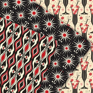 American Rocker Pattern Rockabilly Seamless Patterns, 25 Rockabilly Digital Papers, Vintage ...