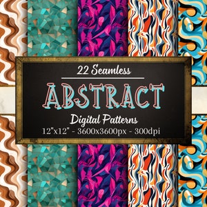 Abstract Patterns, 22 Abstract Seamless Digital Papers, Instant Download, Personal & Commercial Use, Print on Demand