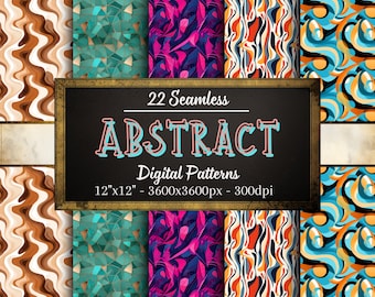 Abstract Patterns, 22 Abstract Seamless Digital Papers, Instant Download, Personal & Commercial Use, Print on Demand
