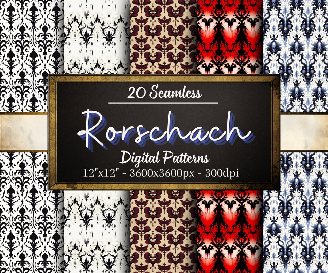 Rorschach Seamless Patterns, 20 Abstract Rorschach Digital Papers ...