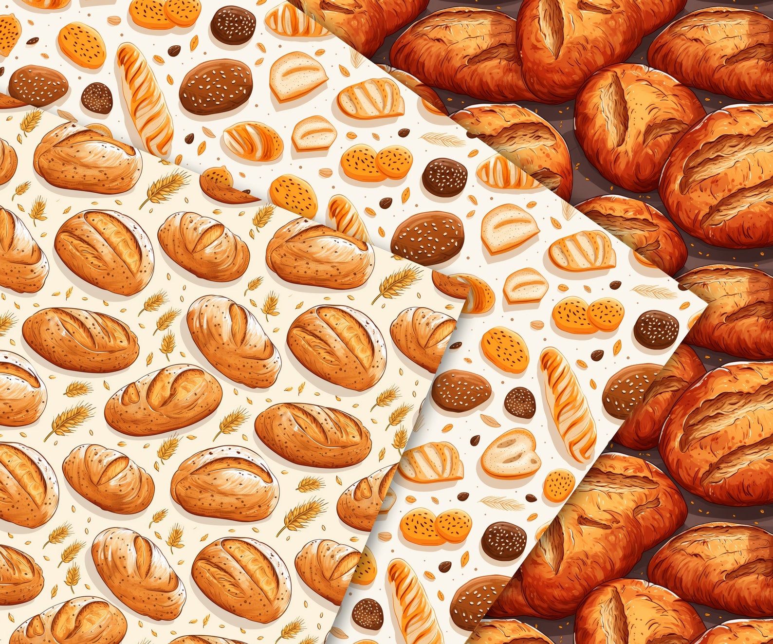 Pattern Roti Bakery Bakery Patterns, 25 Pastry and Baking Seamless Digital Papers, Instant ...