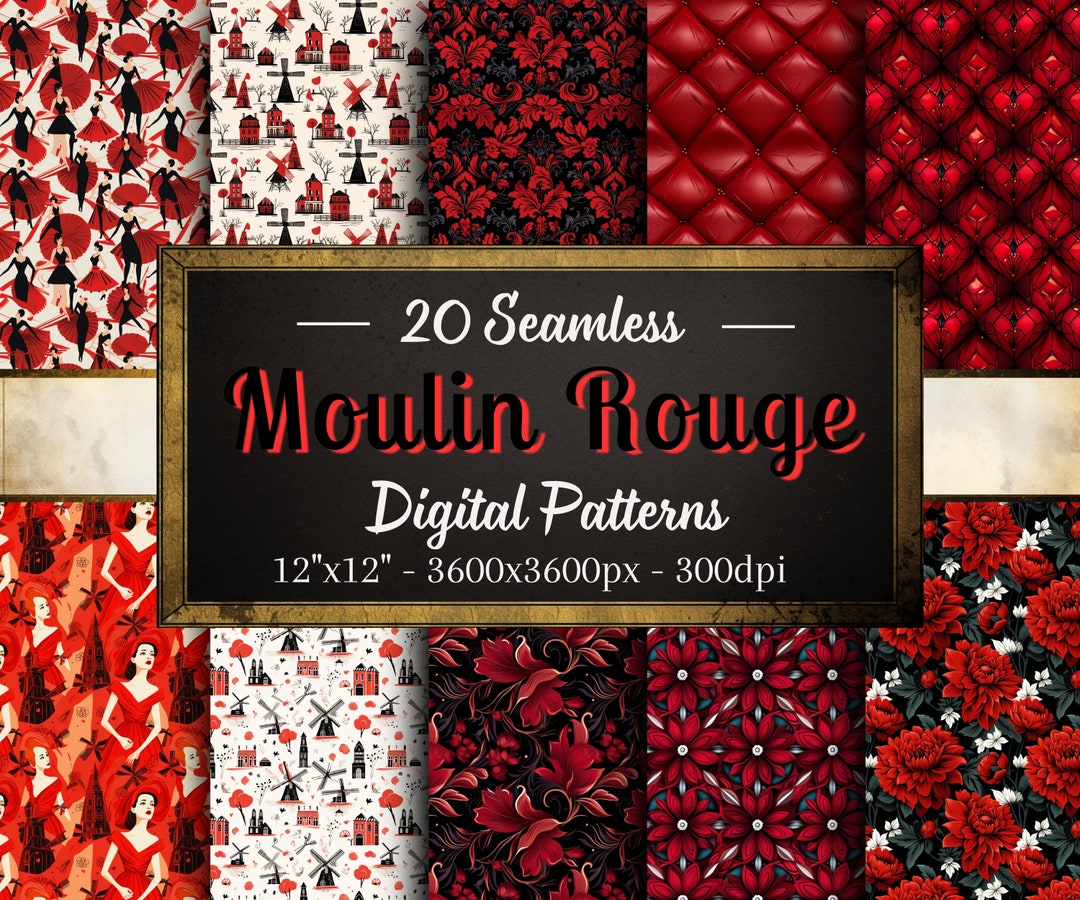 Moulin Rouge Patterns, 20 Valentine's Day Seamless Digital Papers ...