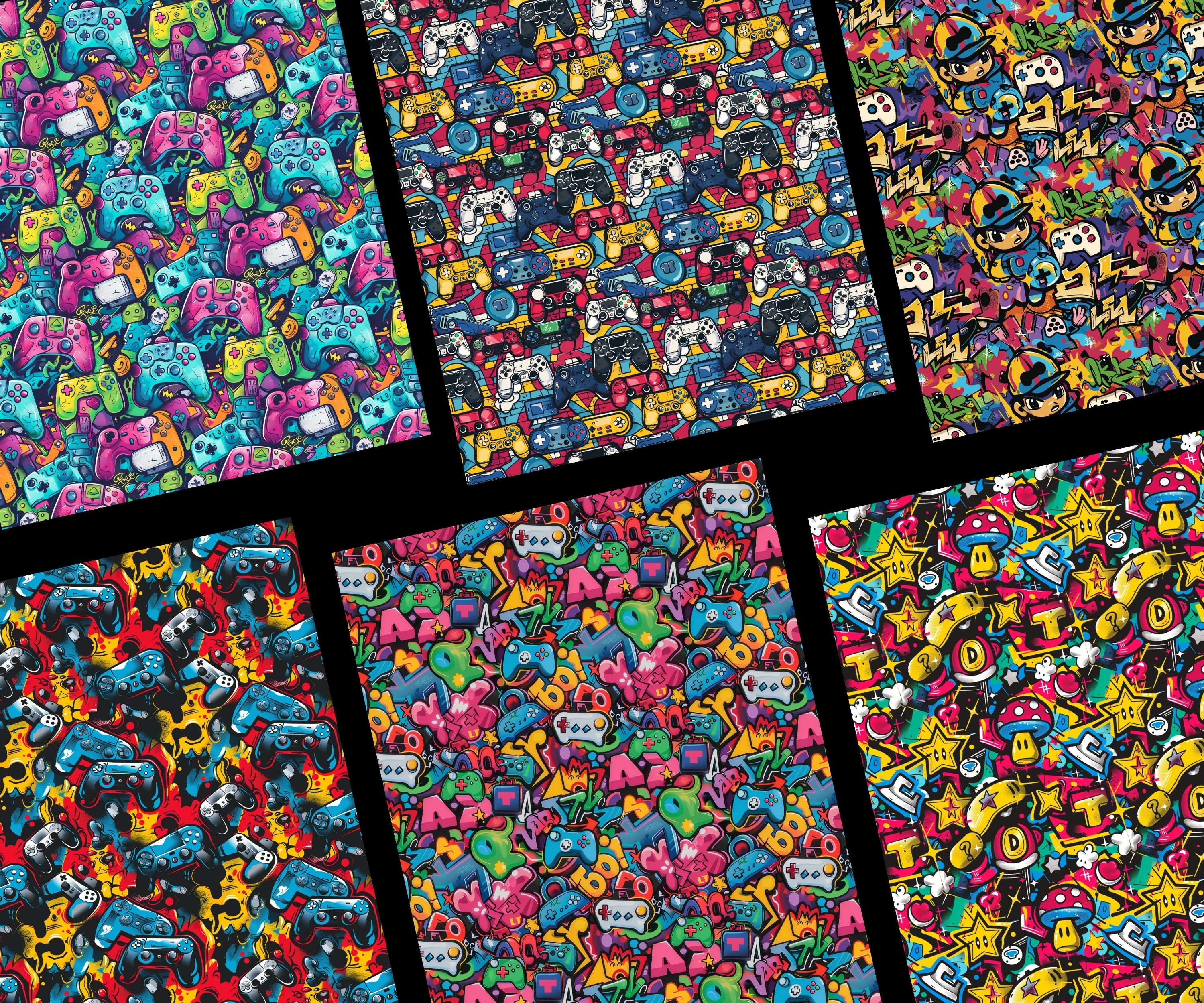 Graffiti Gamer Seamless Patterns, 20 Gamer Digital Papers, Graffiti ...
