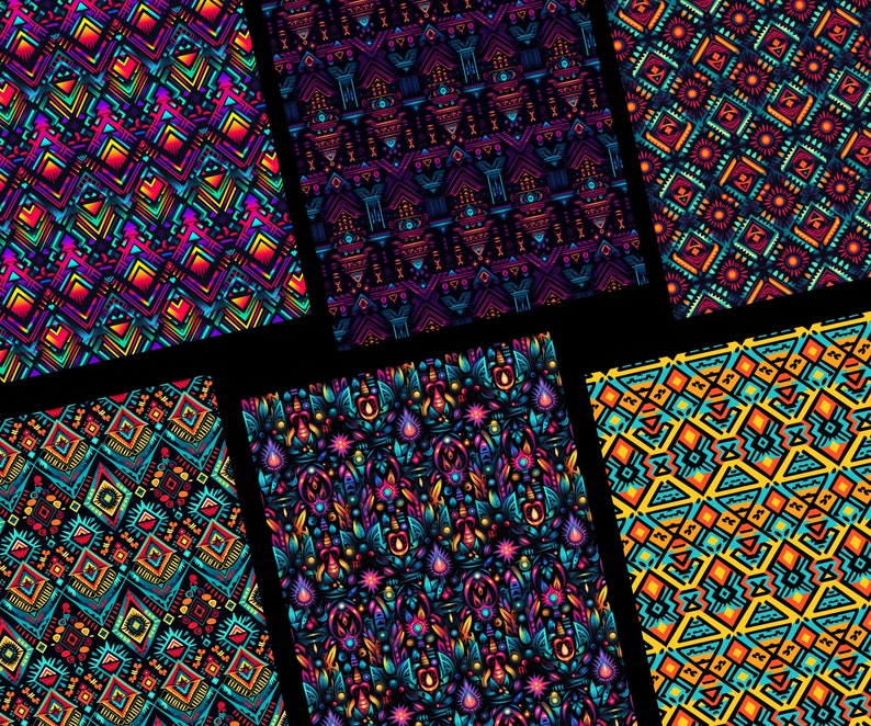 Aztec Patterns, 20 Vibrant Aztec Seamless Digital Papers, Instant ...
