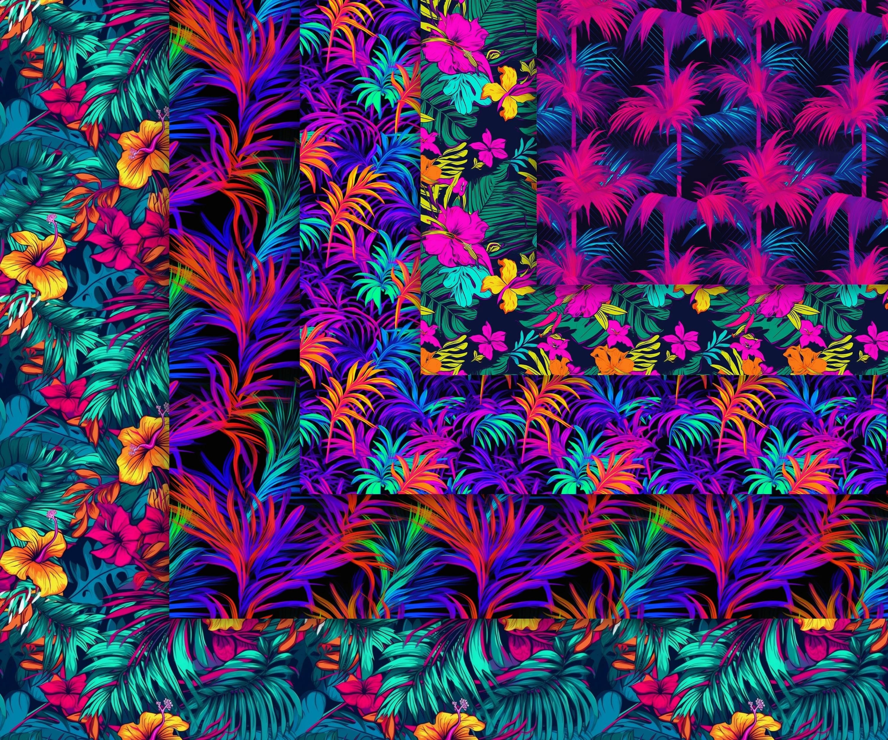 Hawaiian Shirt Seamless Patterns, 20 Digital Papers of Vibrant Tropical ...