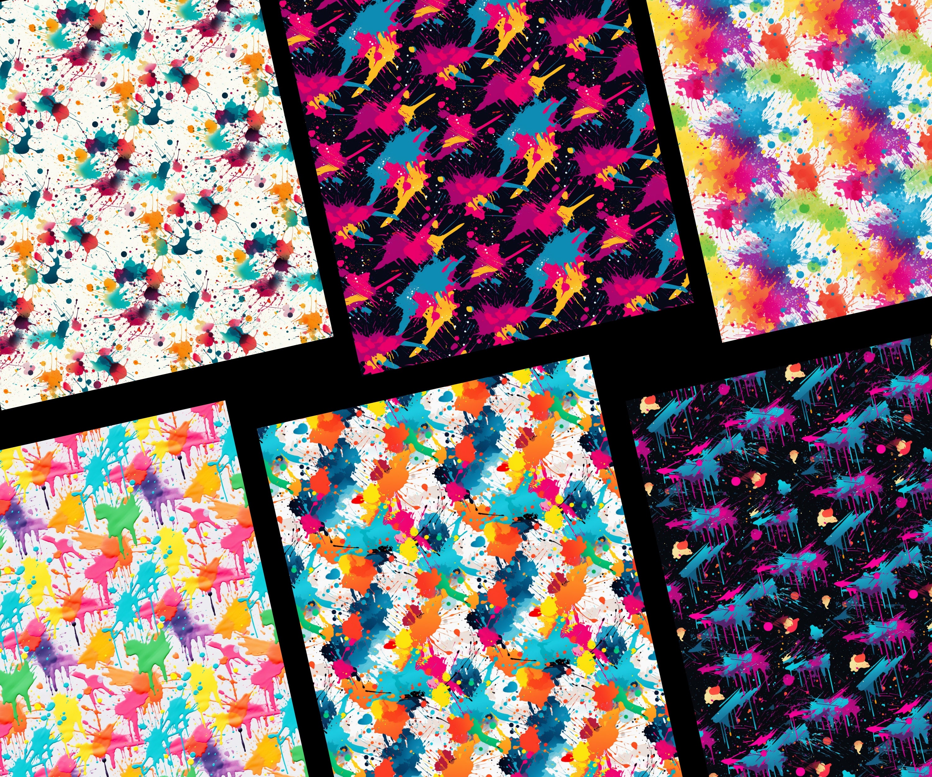 Paint Splatter Patterns, 20 Vibrant Paint Seamless Digital Papers ...