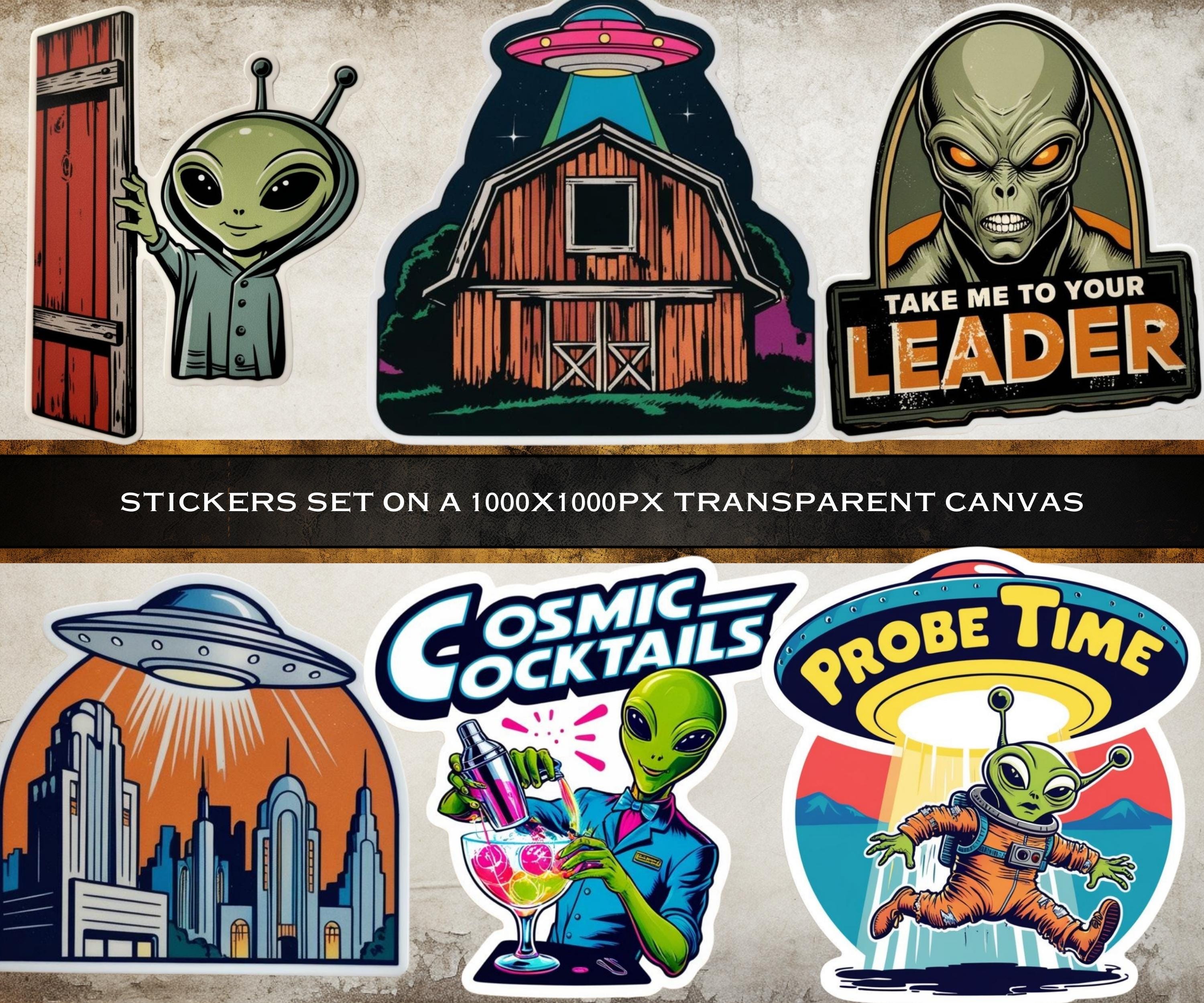 Alien Invasion Sticker Pack, 45 Science Fiction Digital Stickers, Alien ...