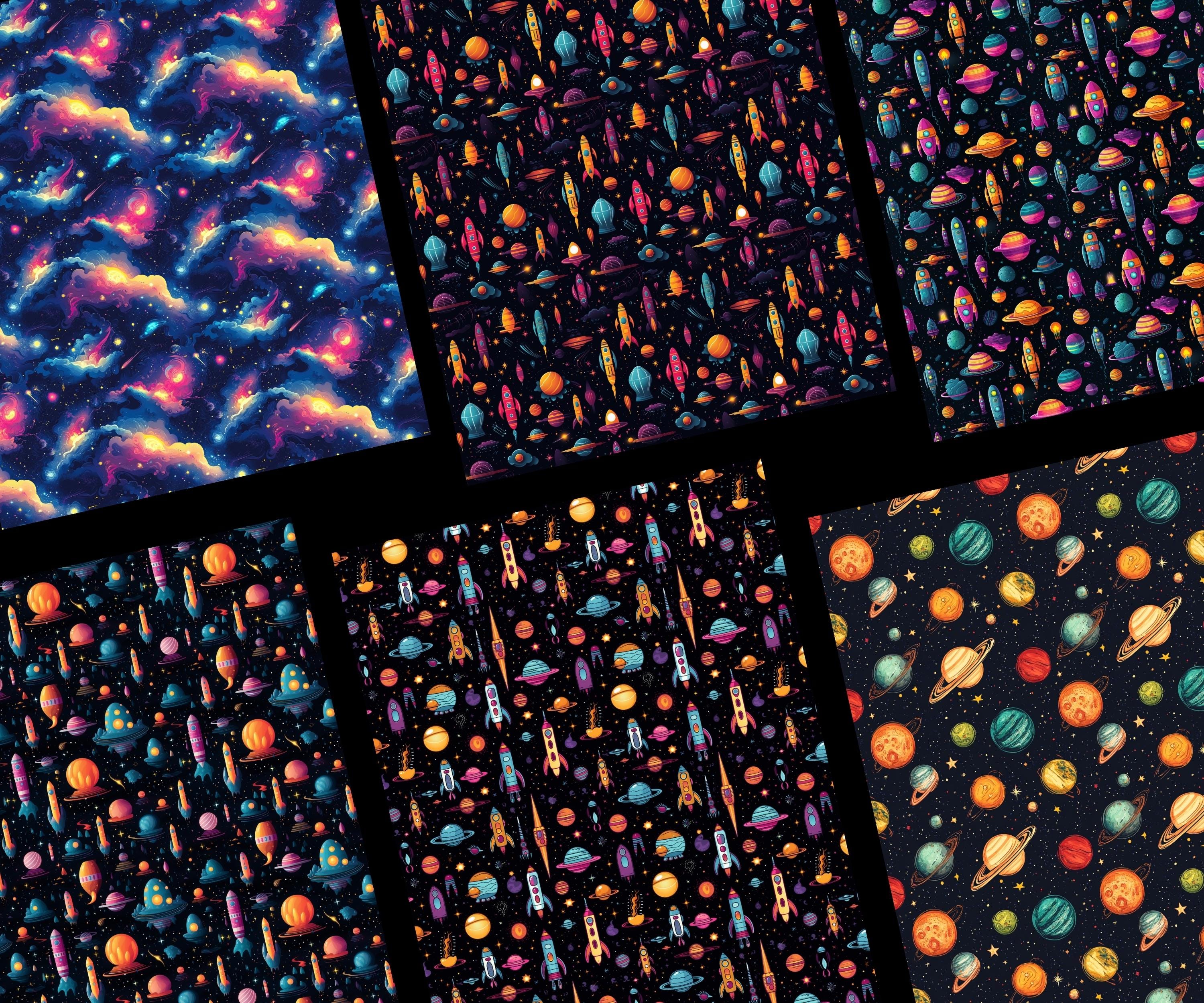 Space Seamless Patterns, 20 Space Themed Digital Papers, Spaceman ...