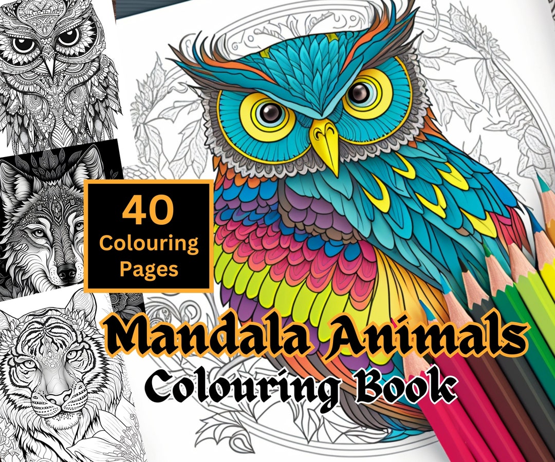 Mandala Animals Colouring Book, 40 Printable Colouring Pages for Adults ...
