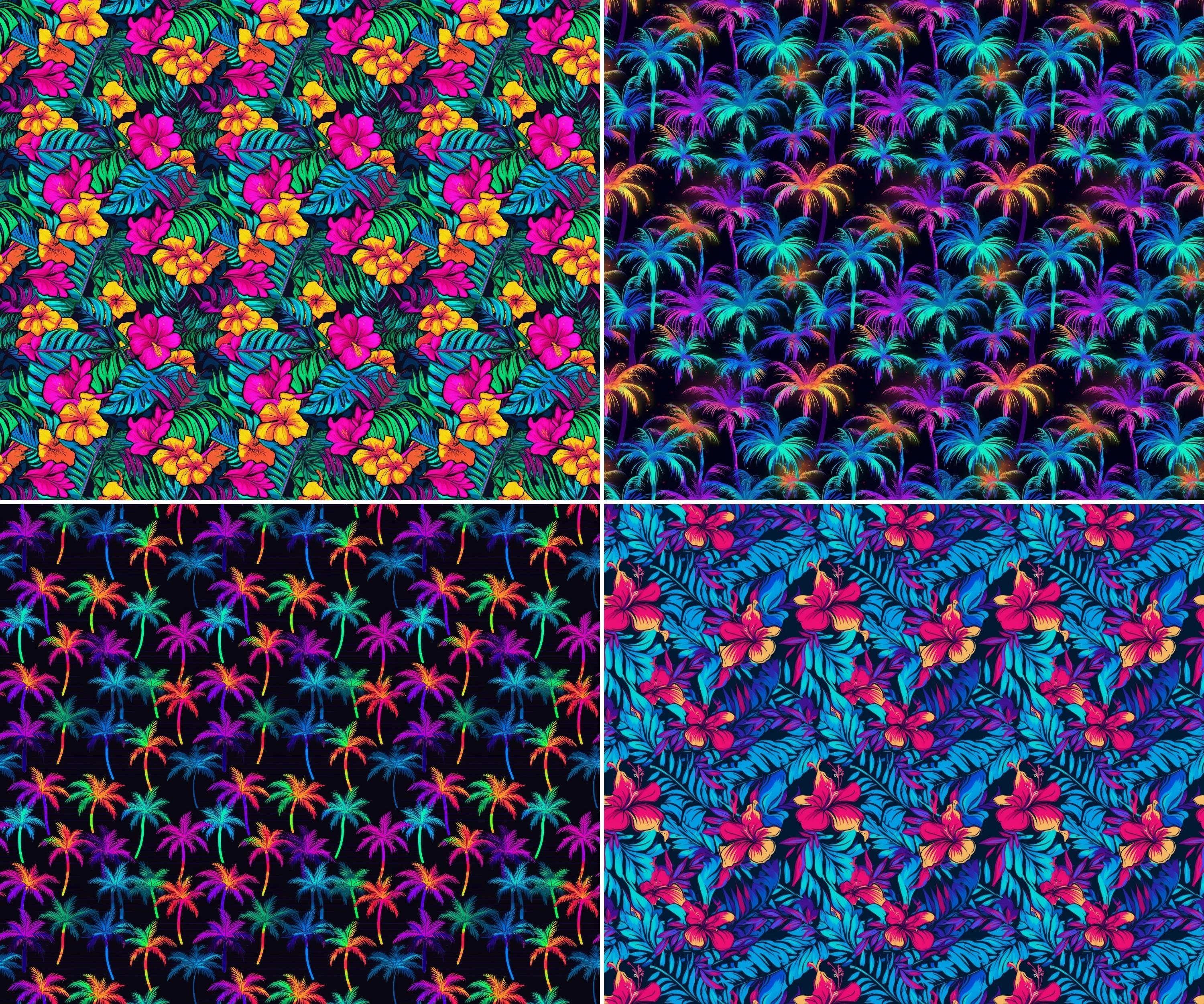 Hawaiian Shirt Seamless Patterns, 20 Digital Papers of Vibrant Tropical ...