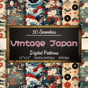 Vintage japanische nahtlose Muster, 30 Retro japanische digitale Papiere, Vintage, sofortiger Download, persönliche und kommerzielle Nutzung, Print on Demand