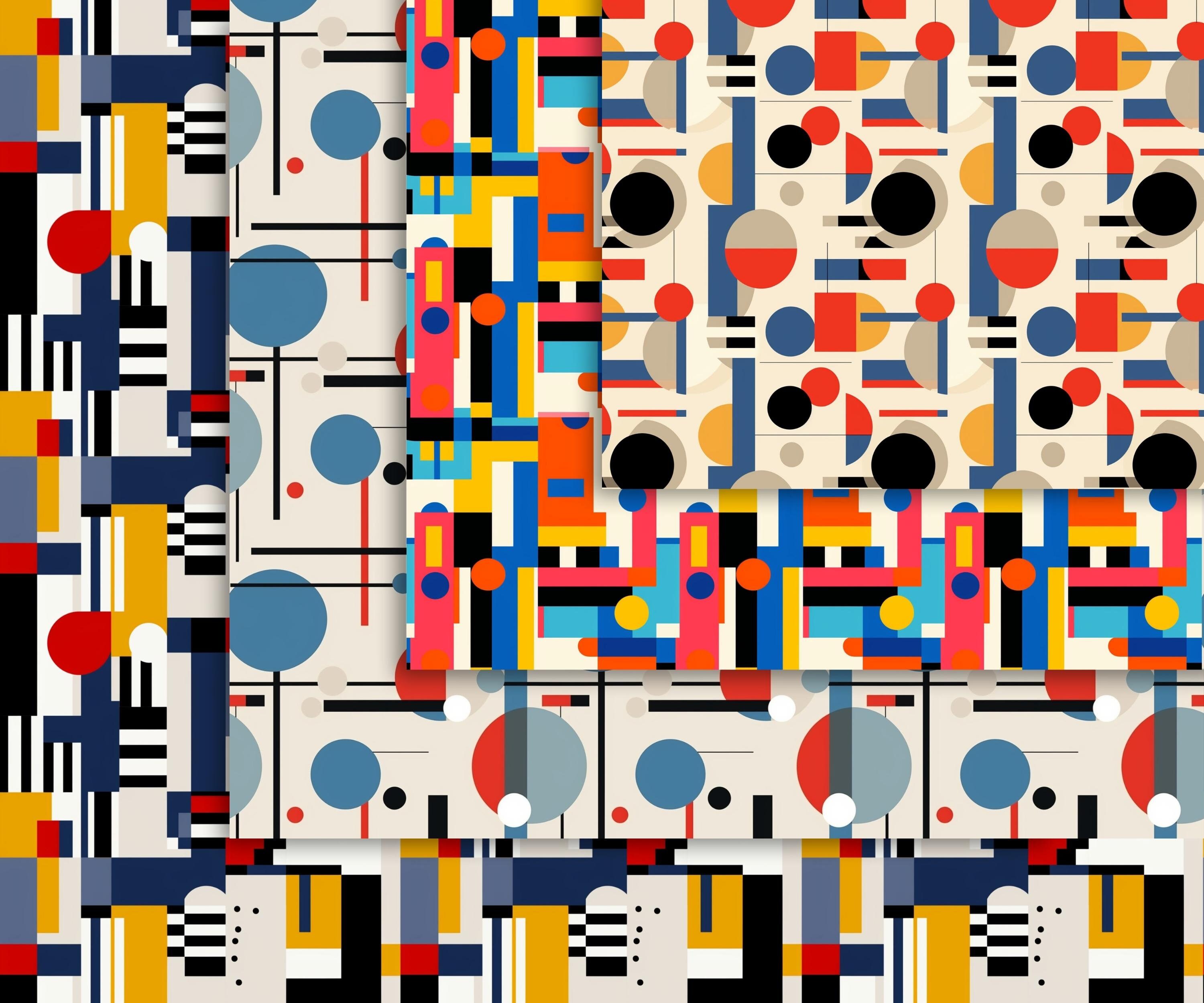 Bauhaus Patterns, 22 Retro Bauhaus Seamless Digital Papers