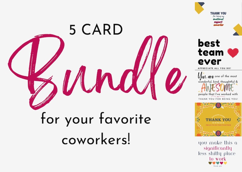 5 Thank You Cards for your favorite Coworkers Unlimited Digital or Print image 1