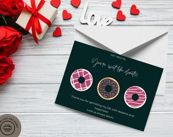 Valentine's Day Card for the Donut Lover in your Life ++ DIGITAL DOWNLOAD++ includes two versions