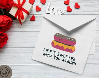 Donut Valentine's Day Card for the Sweet tooth in your life ++ INSTANT DOWNLOAD ++