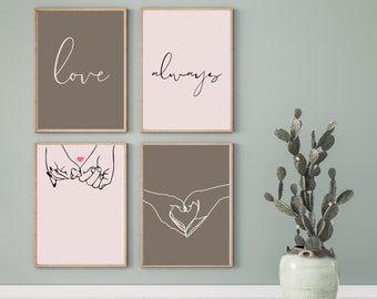 Decoración romántica del Día de San Valentín ** Conjunto de 4 IMPRIMIBLES ** Galería de San Valentín Pared ** Arte romántico de pared ** Descargas digitales