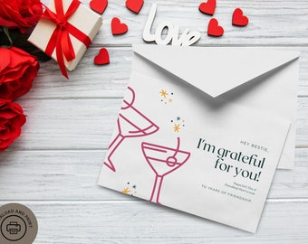 Valentine's Day Card for Best Friend - Toast to Friendship - Grateful for you