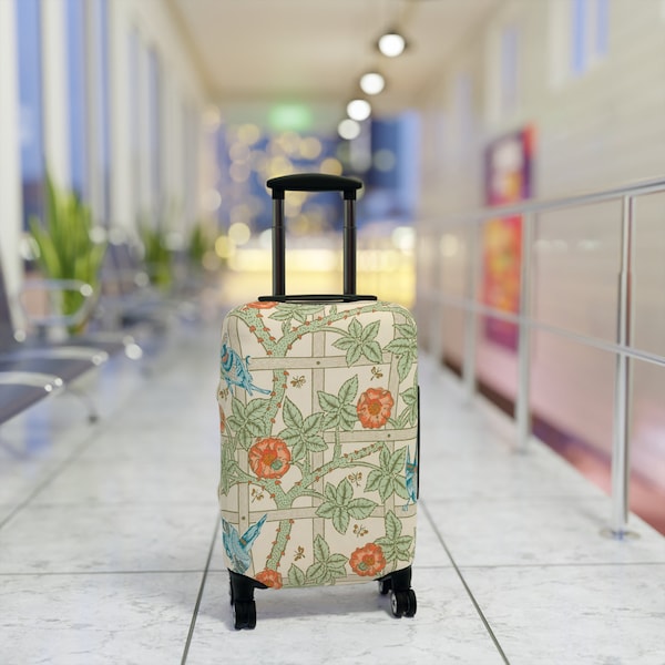 Durable Travel Luggage Cover Funny Suitcase Cover Protector Carry on Size Travel Accessories Birthday Gift Idea Flowers Birds Pattern
