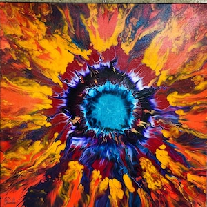 Irys: Unikalne malarstwo abstrakcyjne, ręcznie malowane, dekoracja ścienna, aranżacja wnętrz, akryl na płótnie 3D 60x60 cm