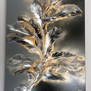 Botanical Glow: Unikalny abstrakcyjny obraz, ręcznie malowany, dekoracja ścienna, projekt wnętrza, akryl na płótnie 3D 60x80 cm
