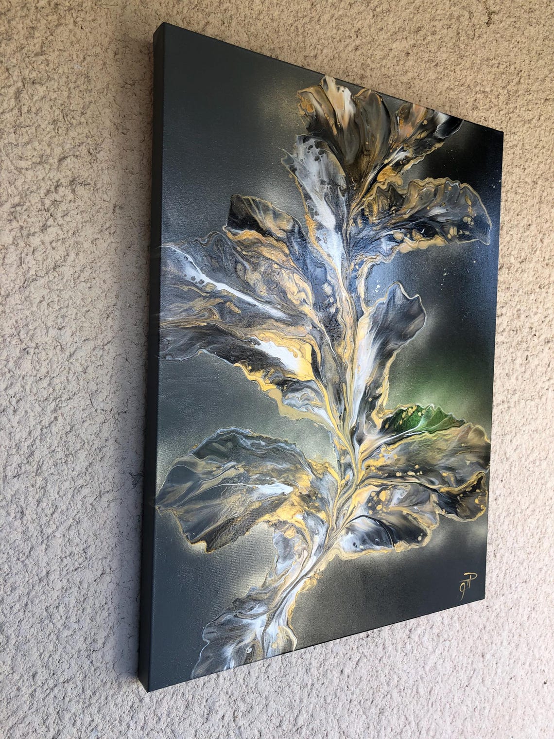 Botanical Radiance: Unique Abstract Painting, Hand Painted, Wall ...