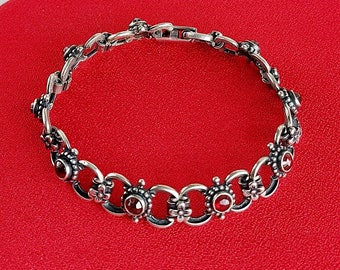 Armband Granat Silber 835 Trachtenschmuck Vintage Bracelet