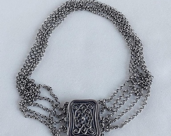 Gargantilla, joyería tradicional, collar vintage de plata 800