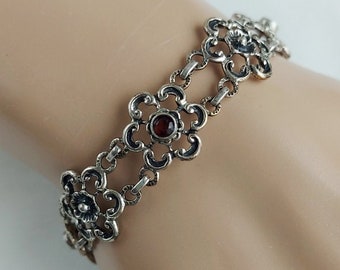 Armband Granat Silber 835 Trachtenschmuck Vintage Bracelet