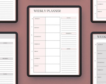 Goodnotes Weekly Planner, Undated Digital Planner, iPad Planner, Goodnotes Templates, Planner Page pdf, Daily Planner