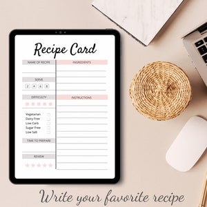 Modelo de folha de receitas para impressão, modelo de livro de receitas, cartões de receitas digitais, pasta mínima de receitas, 8,5 x 11 para impressão, planejador de alimentos
