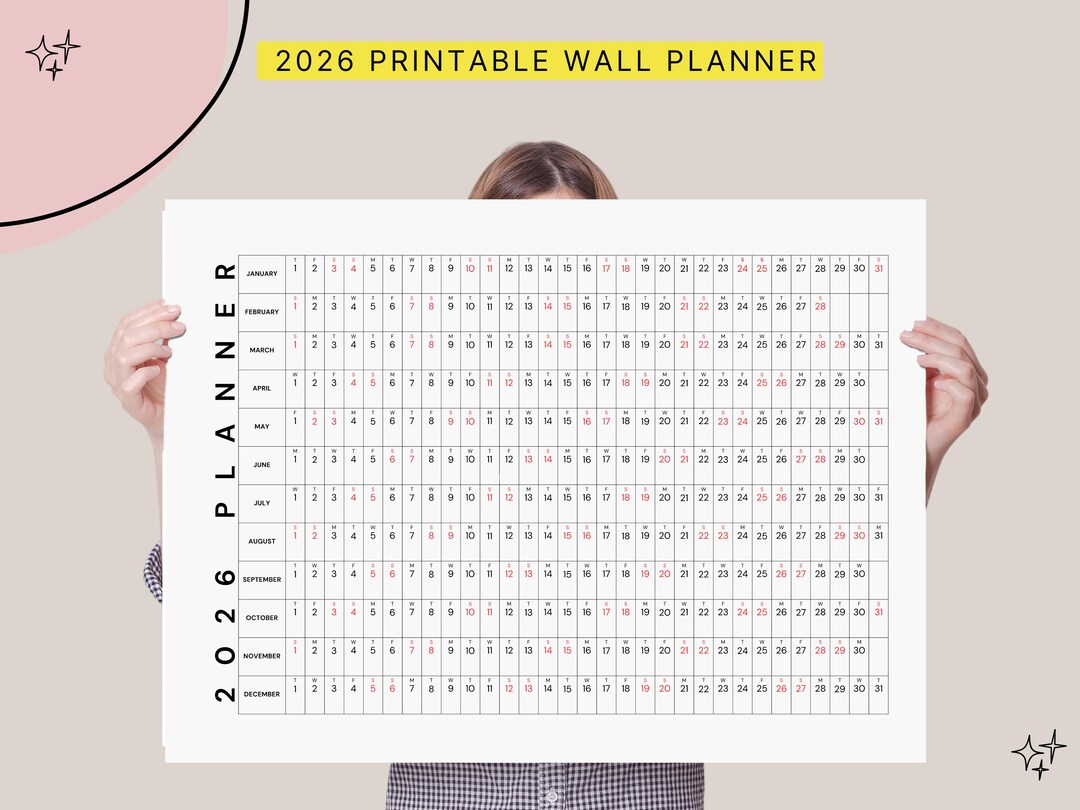 2026 Year at a Glance Planner Printable | Modern Minimalist Wall ...