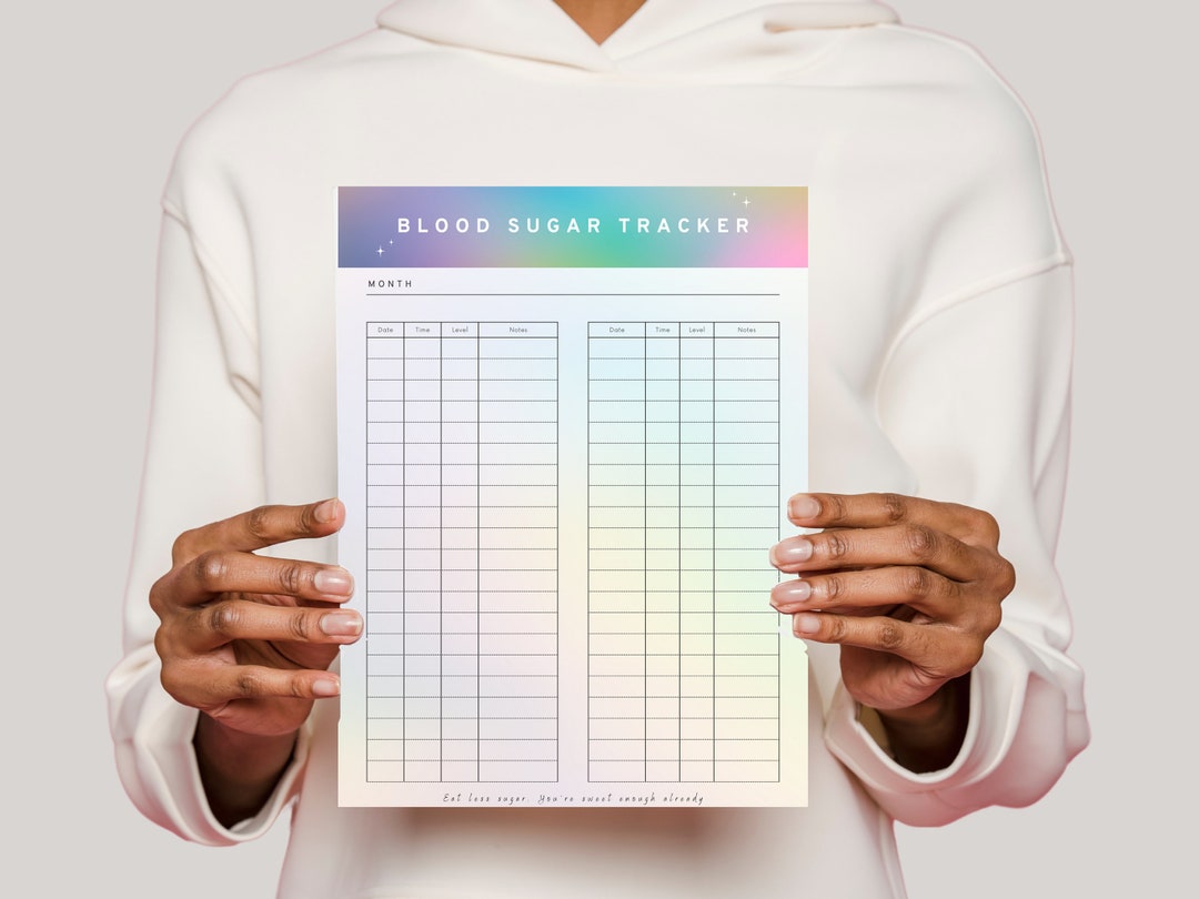 Blood Sugar Log Printable Digital Blood Sugar Cute Reading Tracker ...