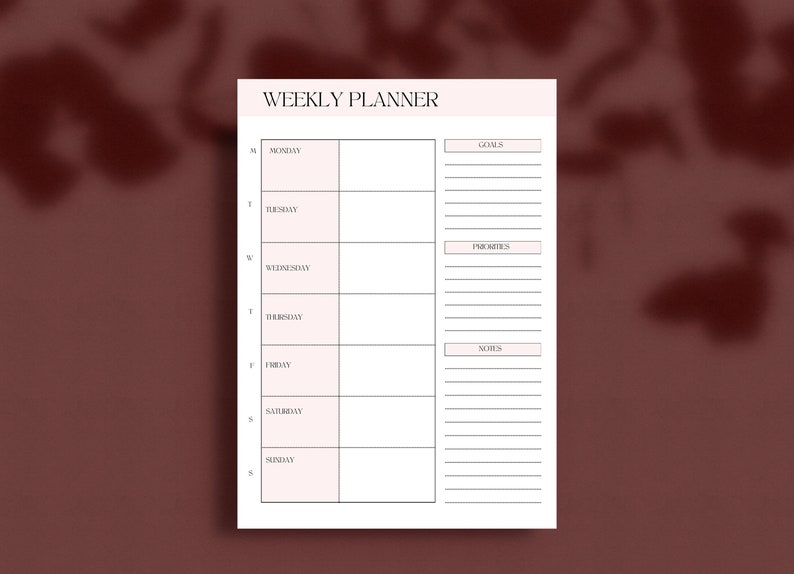 Planificateur hebdomadaire Goodnotes, Planificateur numérique non daté, Planificateur iPad, Modèles Goodnotes, Page de planificateur pdf, Planificateur quotidien image 4