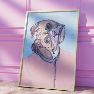 Curious Boxer Wall Art met hond afdrukbare poster, olieverf, esthetische Home Decor, moderne afdrukbare kunst, digitale poster met hond